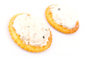 Tuna cracker on white background
